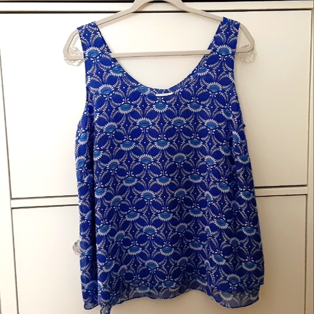 Double Layer Flowy Tank Top - Blue